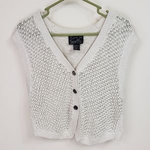 Suzelle Vintage Cream & Gold Shimmer Crochet Vest